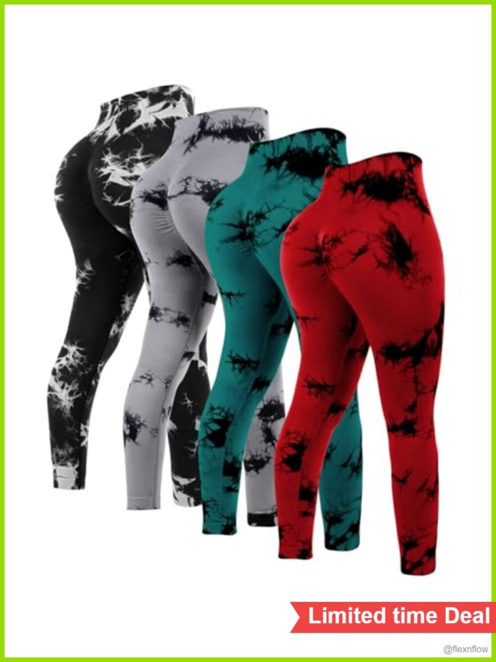 4Pc High Waisted Tie Dye Yoga Leggings Women Scrunch Butt Lifting Pants